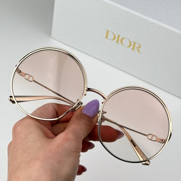 Dior EVERDIOR R1U D0F1 BRAND NEW Sunglasses Gold Gradient Brown Unisex Metal - Picture 1 of 13